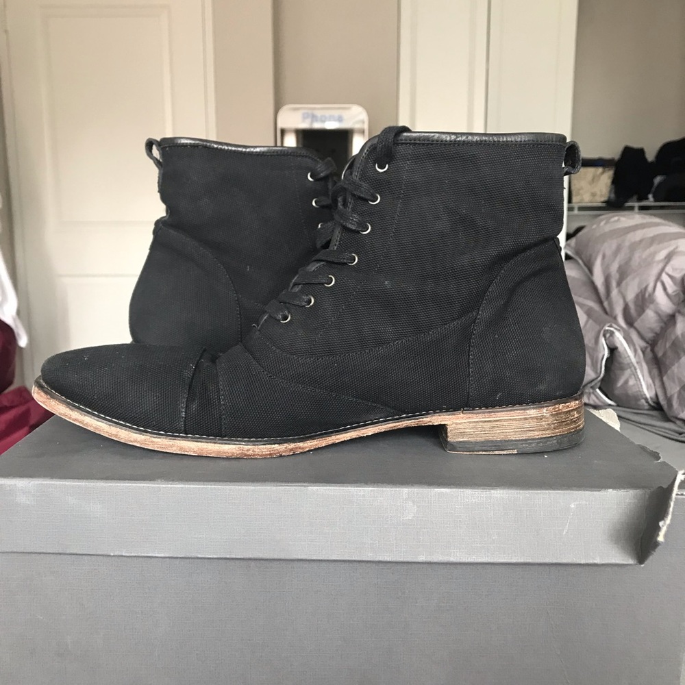John Varvatos Canvas Lace Up Boots